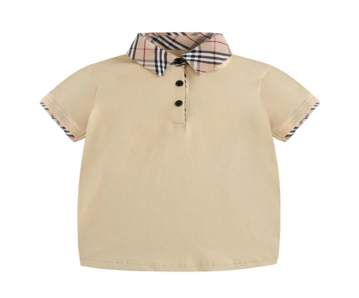 격자 무늬 T 셔츠 2020 판매 IN 여름 새로운 스타일 어린이 학교 스타일 기생충 칼라 짧은 슬리브 고품질면 폴로 티셔츠 8550452