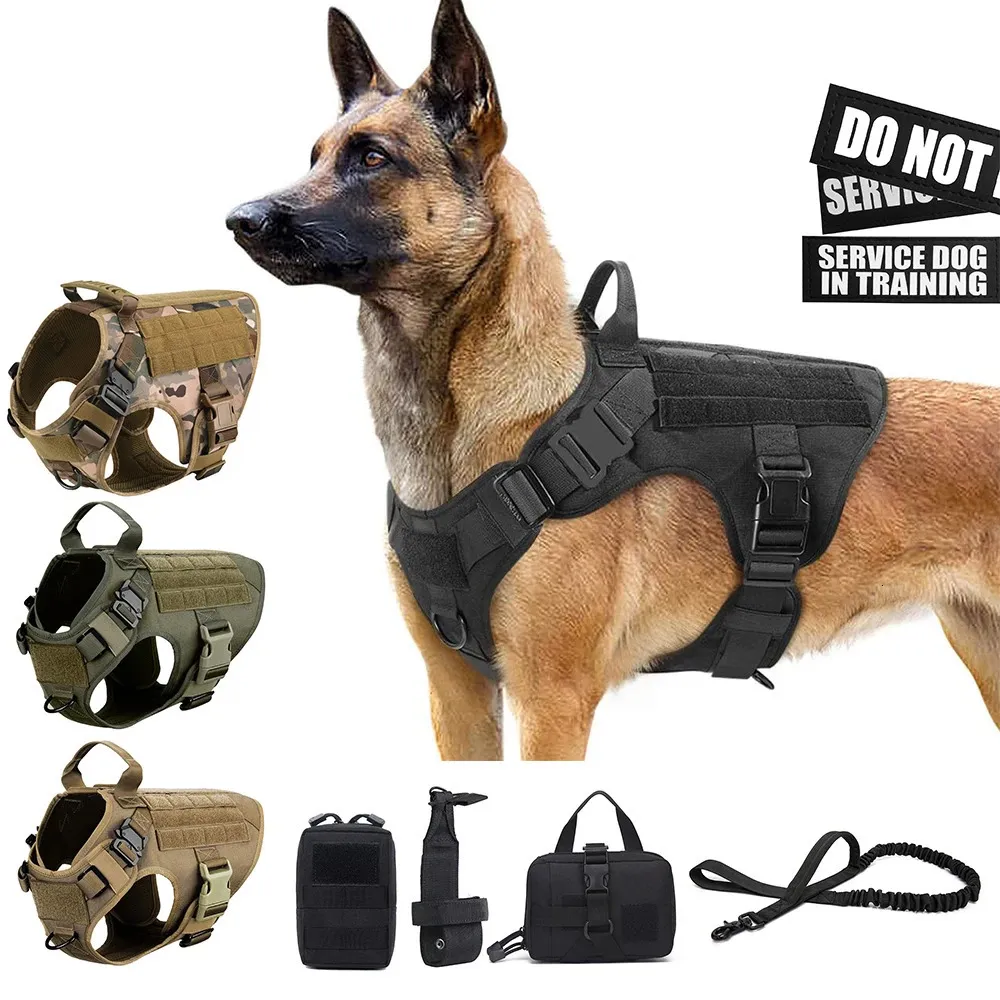 Tactical Dog Harness Pet German Shepherd K9 Malinois Training Vest and Leash Set för alla raser hundar 240328