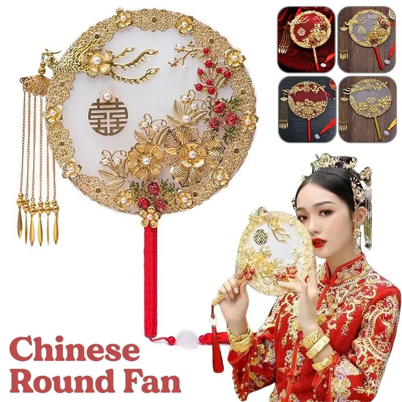 Dekorativa figurer Handgjorda bröllop Bridal Group Fan Chinese Hand Buquets Ancient Style Happy FÖR GRÅN