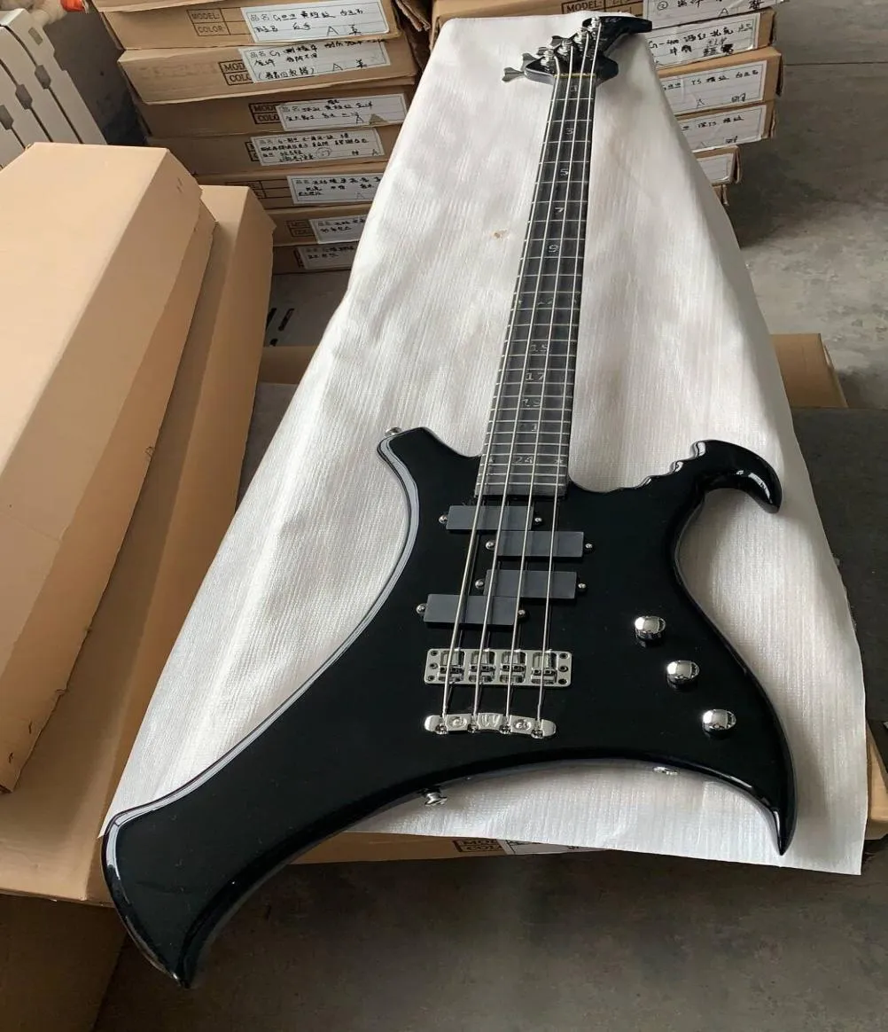 Custom Made 4 Strings BASS BLAT BASS EBONY BURTRO BASS ELÉTRICO NOVO CHROME CHROME Hardware China Made Bass 6983320