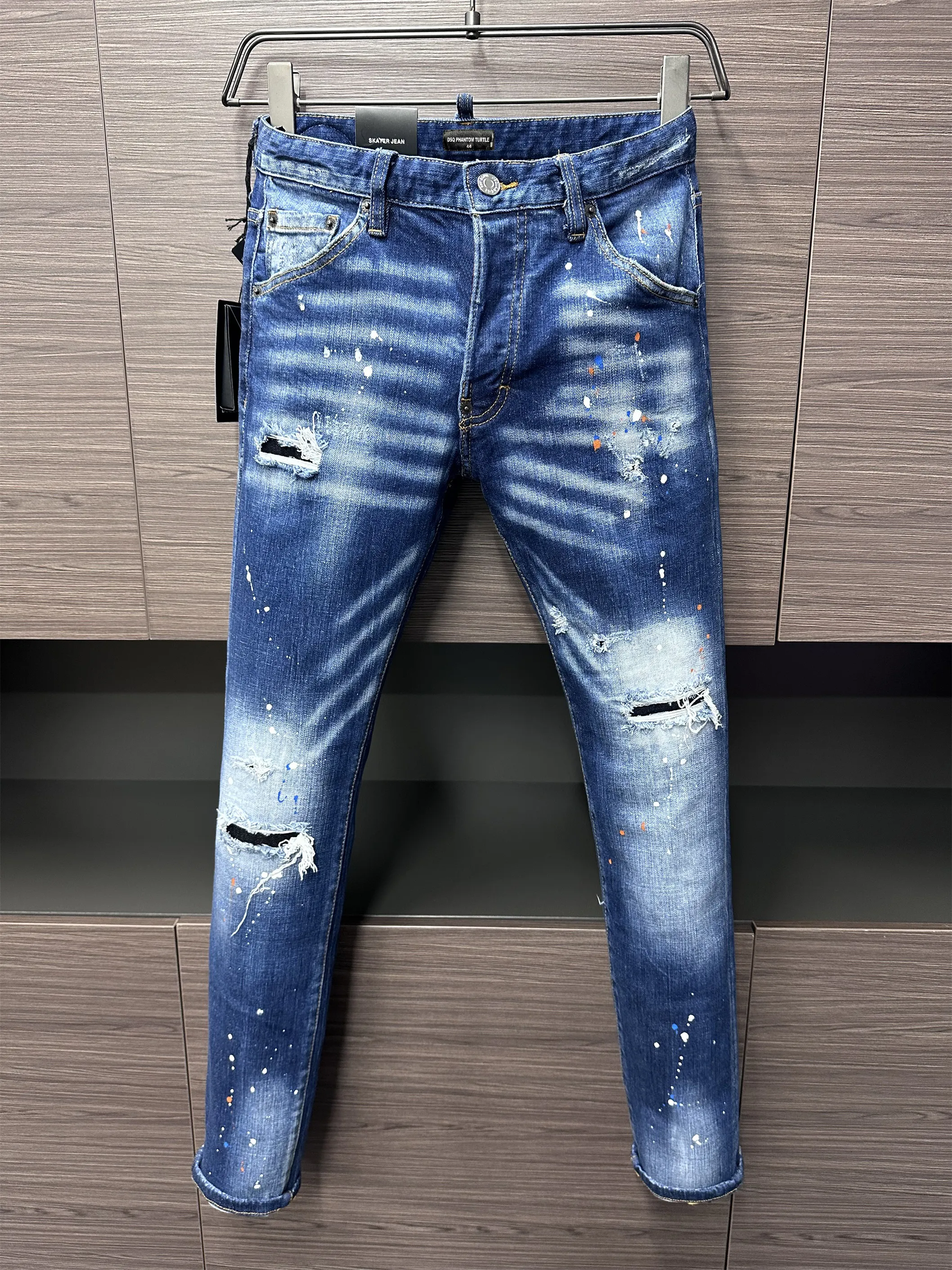 DSQ Phantom Turtle Jeans Men Jeans Mens Mens Designer Luxury Jeans Skinny Ripped Cool Guy Causal Hole Denim Brand de mode Fit Jean Man Washed Pant 6183