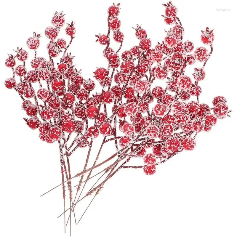 Dekorativa blommor 10st Simulering Bubble Crabapple Branch Christmull Decoration For Xmas Tree Party Home Table Ornament 2024 Year