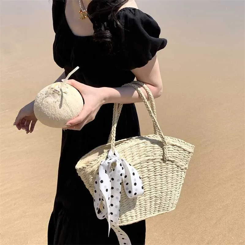 Wieczorne torby plażowe torba trawna ręcznie robiona tkana żeńska letnia celebrytka wakacje jedno ramię torebka