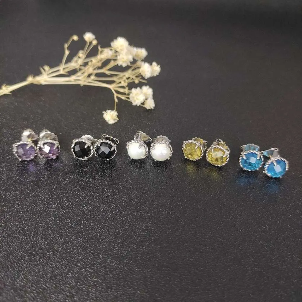 Bijoux de créateur davids yurmas boucles d'oreille maître maître 8 mm quatre boucles d'oreilles à griffe de style noir jaune bleu violet avec cinq styles