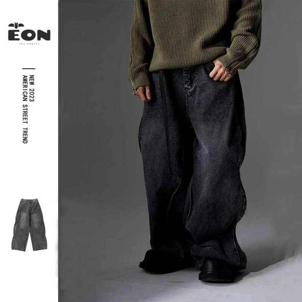 Eonmodish Men's Wear |2023 Осень/Зимняя Новый Продукт Мейчао Улица Старые Джинсы с прямыми ногами