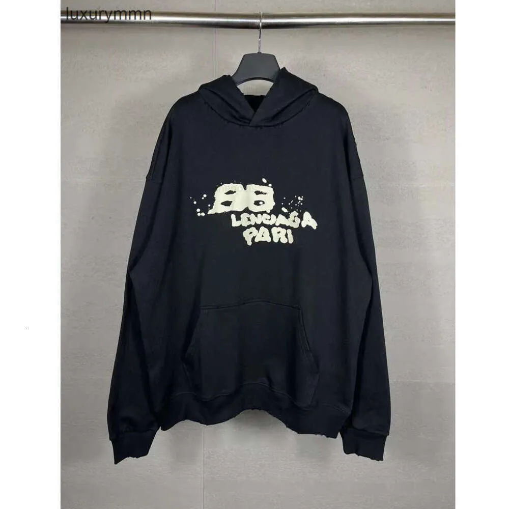 Designer Balencigs Balencigs Fashion Hoodie Magari con cappuccio maschere di alta qualità Edizione corretta Edizione BB BB dipinto a mano graffiti Speckle Stampa marcata sciolta M H6BO JWHA