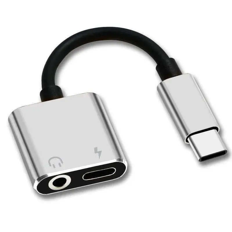 Type-C tot 3,5 mm audioadapter oortelefoonaansluiting 2in1 converter voor het opladen van USB C-kabel