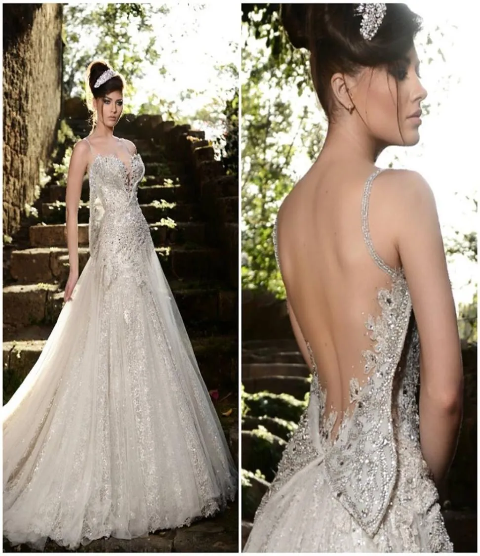 High Quality Ellie Saab Wedding Dress 2015 Formal Floor Length Backless Sexy Cheap Online Beach Applique ALine Sleeveless Wedding1269191