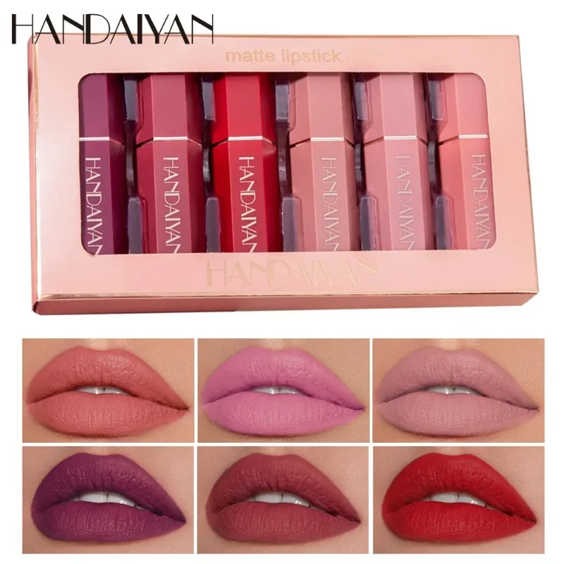 2024 HANDAIYAN Lipstick Velvety Set Long Lasting Nonstick Cup Not Fade Makeup Cosmetics Kit for Girl Women Lipstick Velvety for