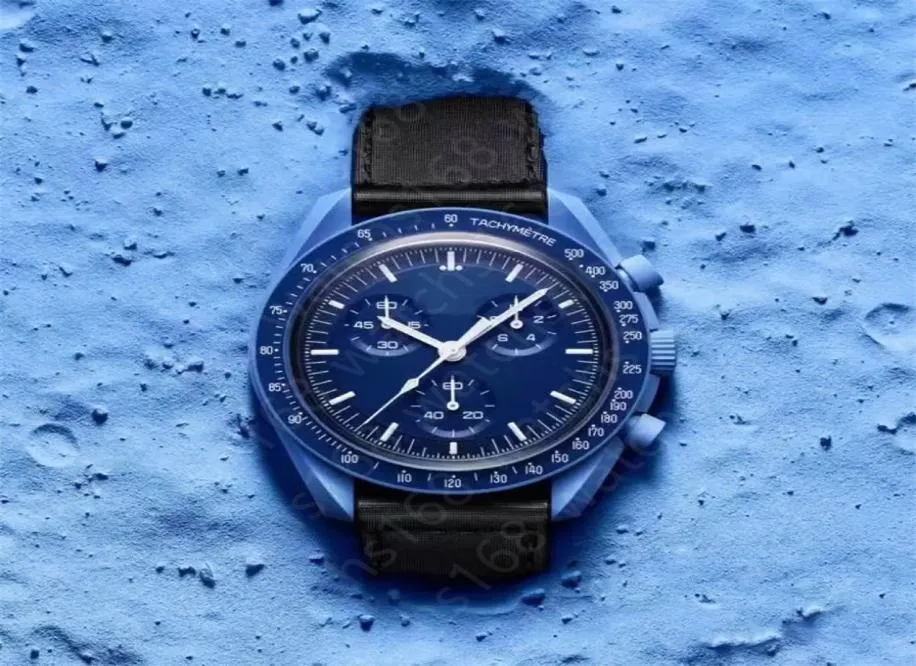 Mens Watch for Men Montre Luxury Watch Wrist Wrists Planet Full Fonction Quarz Chronograph Mission à Neptune Watchband BioCeramic5143344