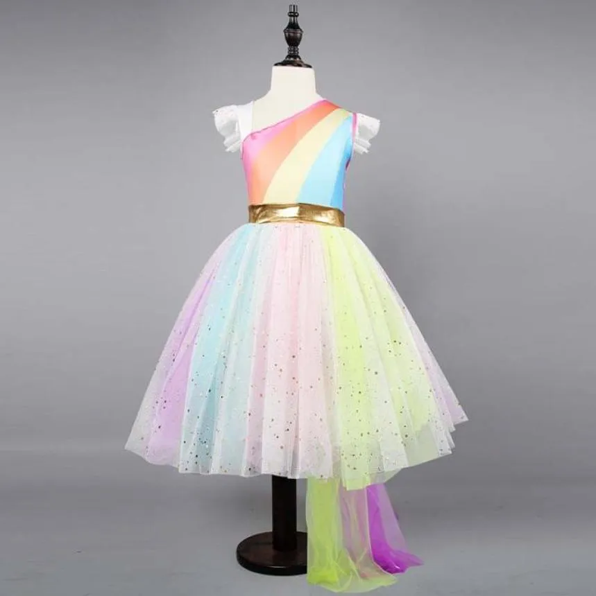 Cosplay fille robe costume de licorne filles robes enfants robes princesse arc-en-ciel