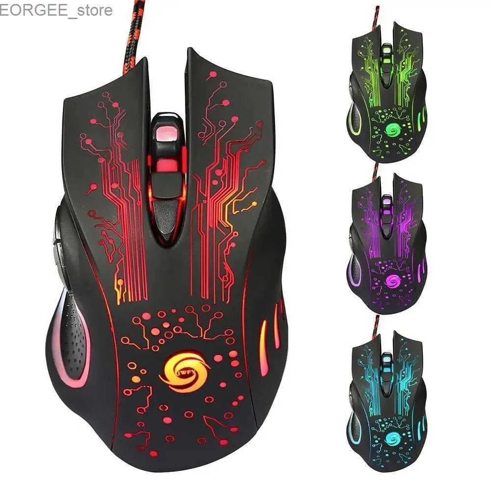 Mice Colorful LED computer gaming mouse professional ultra precision gaming mouse ergonomically designed 3200 DPI USB wired mouse Y240407