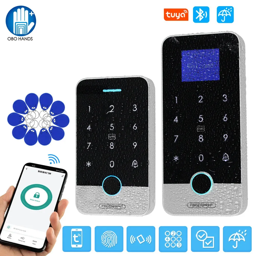 Tastaturen Bluetooth Tuya App Smart Fingerabdruck RFID Access Control Tastatur Touch IP65 wasserdicht 13,56 MHz Türöffner Keyless Lock System