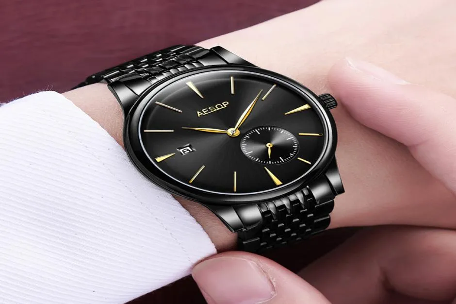 2020 Luxury Aesop Watch Men Automatico orologio meccanico in zaffiro cristallo sottile orologio da polso orologio minimalista maschile maschile uomini relogio ma3984361