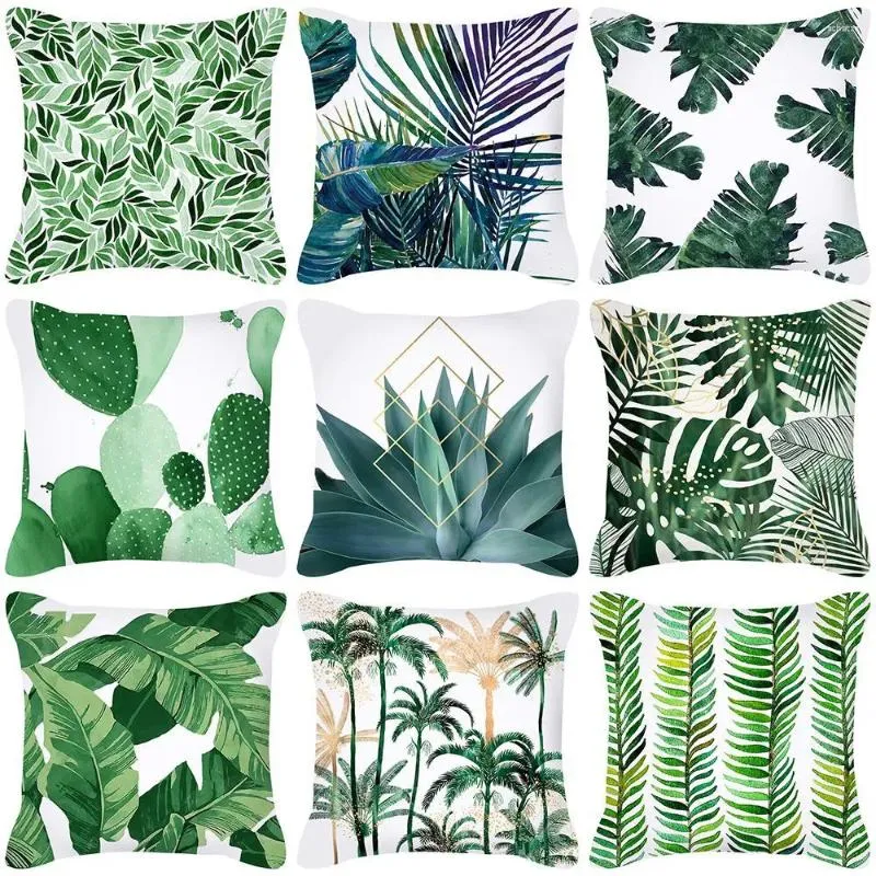 Cuscino stampato di pianta tropicale scandinava per pianta verde cover del letto quadrato decorazione per la casa accessori soggiorno