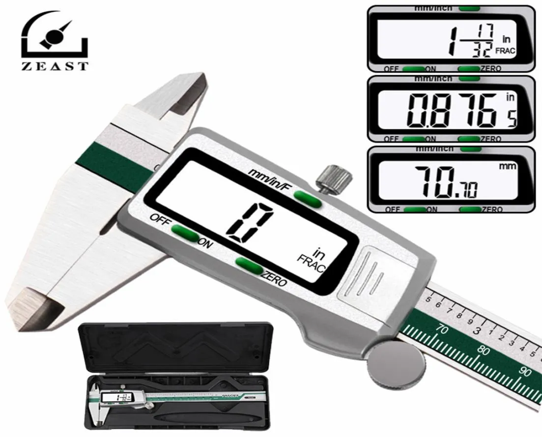 ZEAST Digital Stainless Steel Caliper 150mm 6 Inches InchMetricFractions Conversion 001mm Resolution LCD Display With Box T20068003477