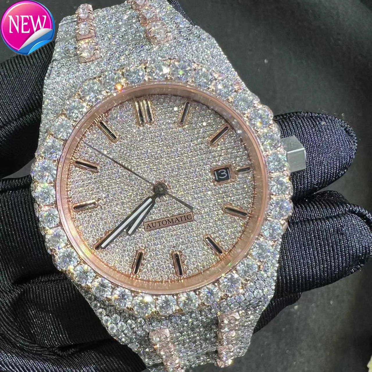 Passe o testador de diamante Moissanite Handmade Mechanical Diamond Watch for Man