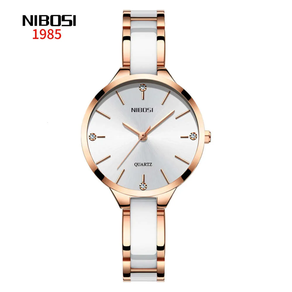 Nibosi Nuevo reloj de cuarzo impermeable de cerámica de diamante de agua simple y de moda