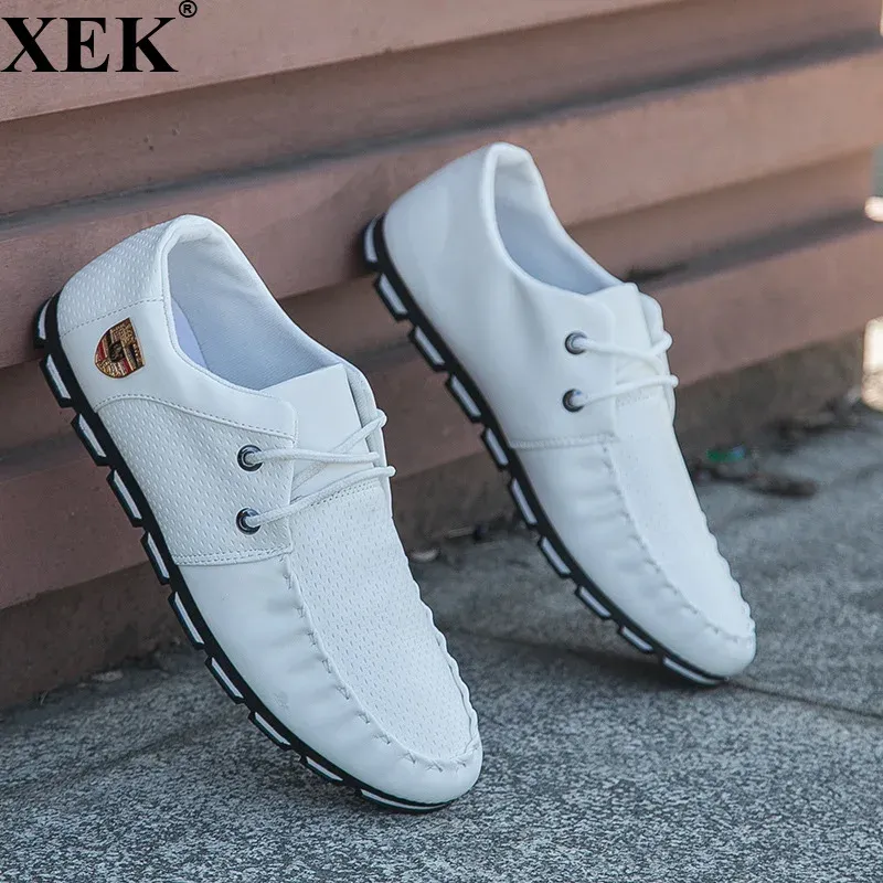 Chaussures xek 2018 New Brand Running Sneakers For Men Men Soft Mocasins Men Loafers Chaussures en cuir Men Flats Gommino Driving Chaussures JH97