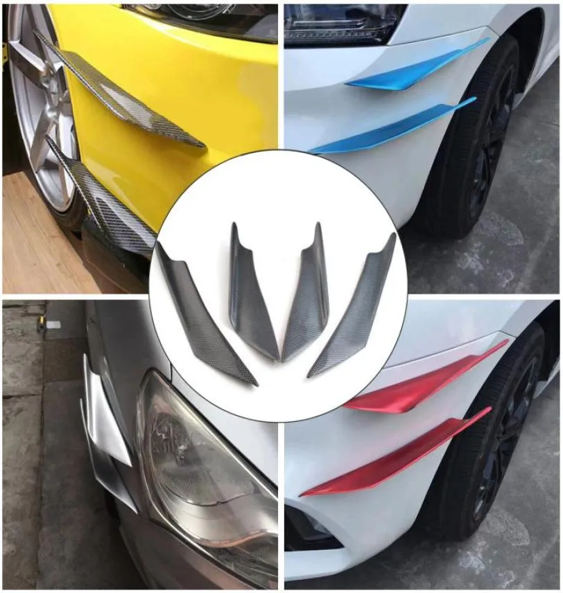 Universal Car Pumper Flitter Fins Auto Modification Wind Spoiler Spoiler Dnife Decoration Decoration Drettion Trim 4pcs Carbon Color30666081412