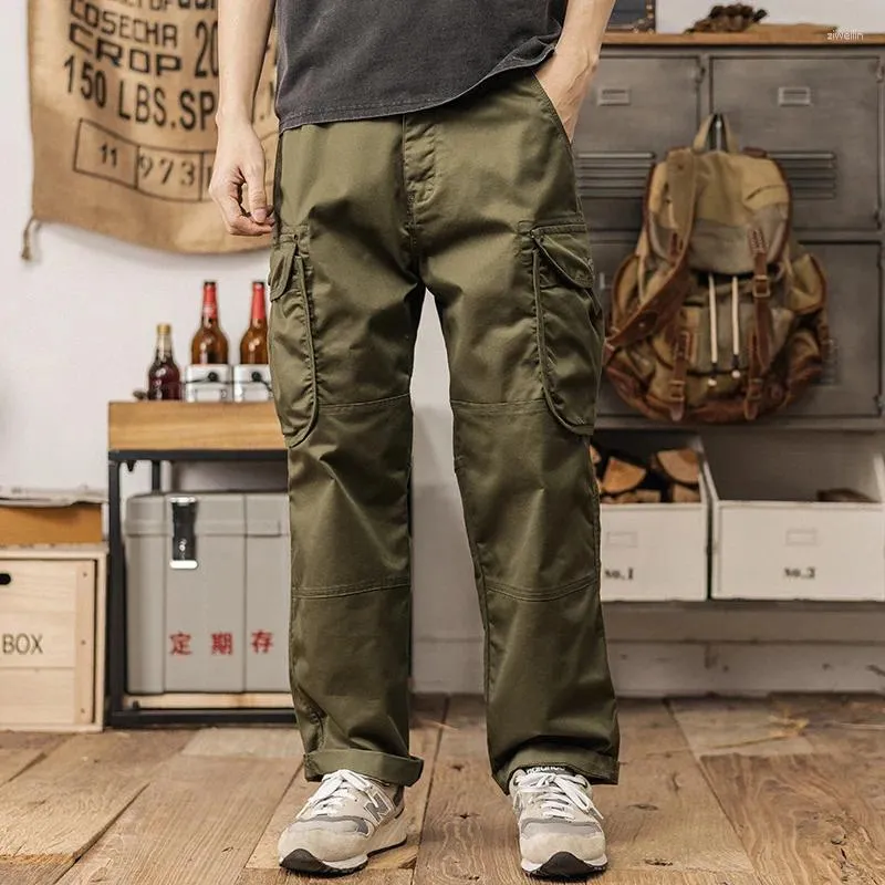 Herrenhosen Spring Fashion Cargo lässig breites Bein Japaner Retro lose gerade gerade geradlinig