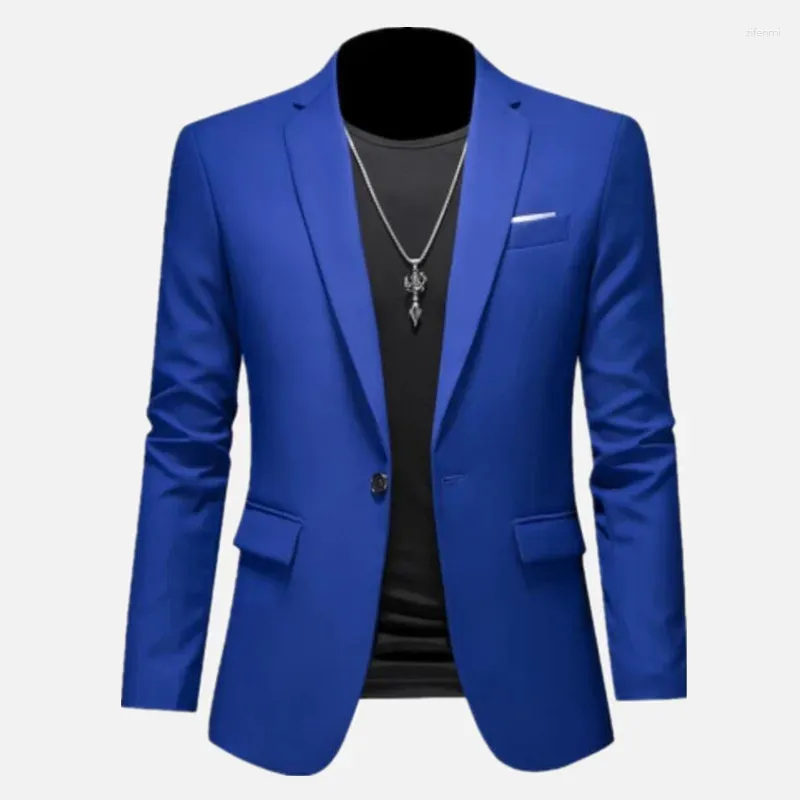 남자 양복 2024 봄 남자 부티크 패션복 슬림 신랑 웨딩 재킷 비즈니스 사무실 캐주얼 한 단색 블레이저 코트