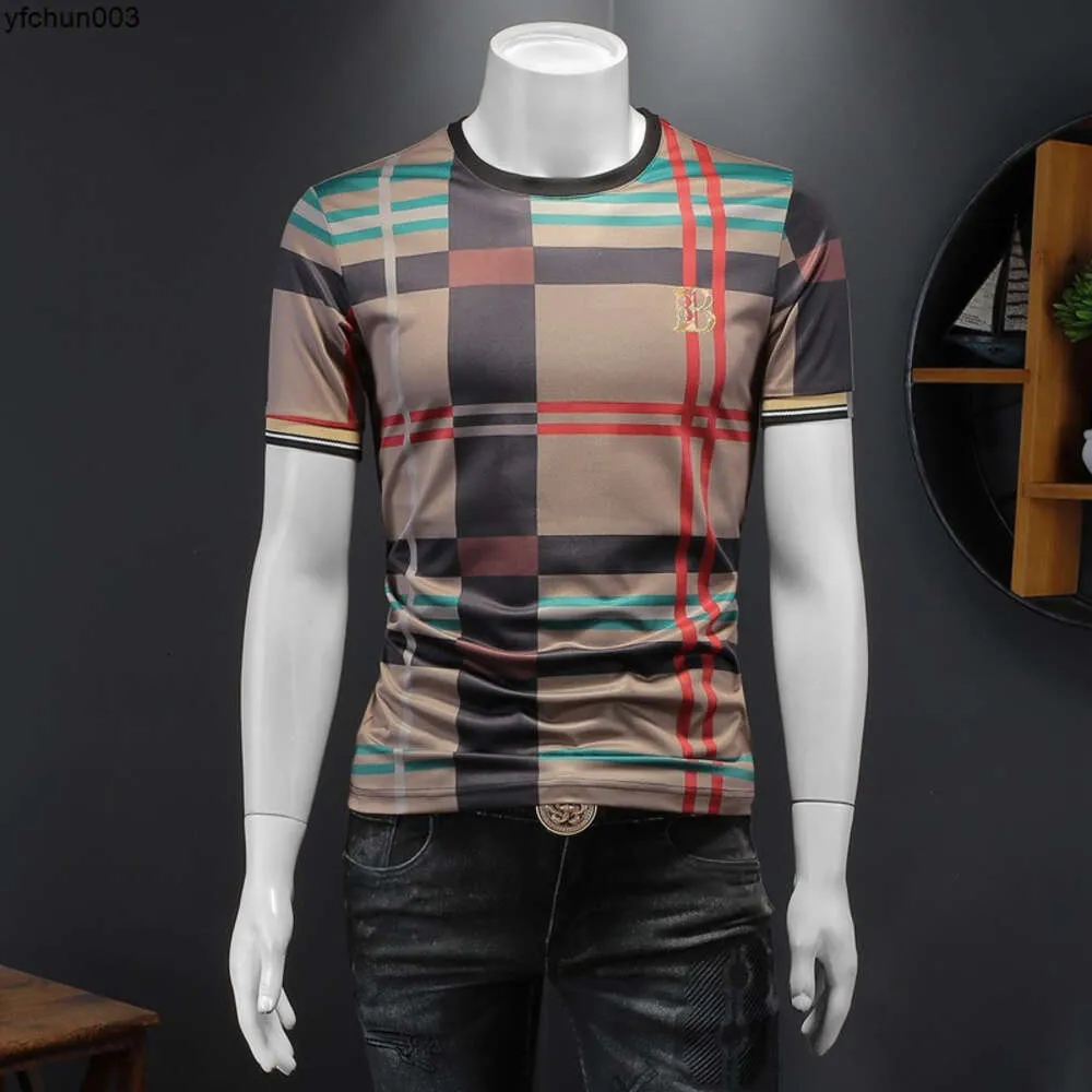 Fałszywe lato Nowa wysokiej jakości jedwabna bawełniana Trend Men Trend krótkie rękawowe T-shirt QT6012AFD9911 8OM6