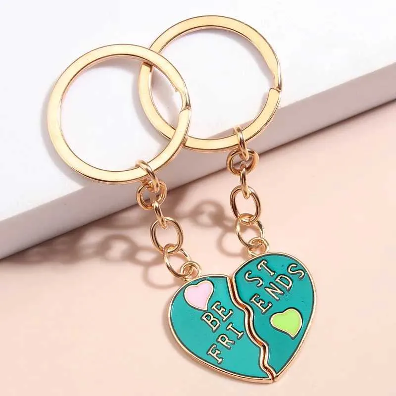 Chaços de chaves  Chaves de esmalte fofo Unicorn Heart Heart Jigslaw Puzzle Key Ring Best Friends Chains Gifts Gifts