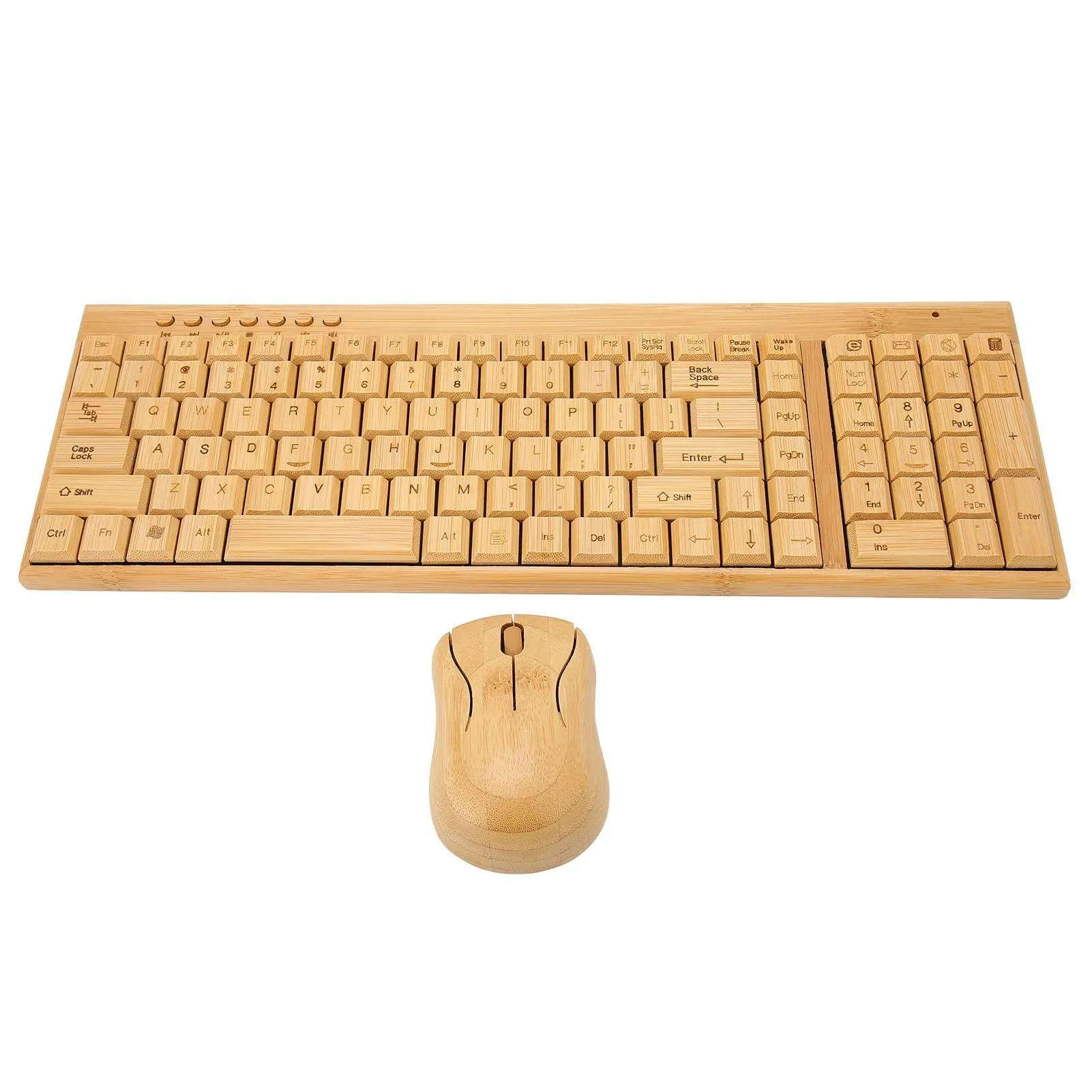 Keyboard Myse Commats 2,4 GHz Bezprzewodowe wtyczka i odtwarzanie Bamboo Wood Computer 1200DPI dla biurowych laptopa Komputery dostarczania sieci OTBFH