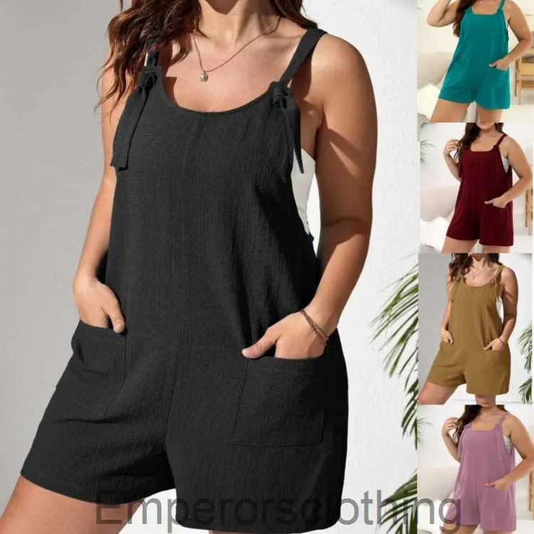 2024 Spring/Summer New Solid Color Pocket camisole Womens jumpsuit