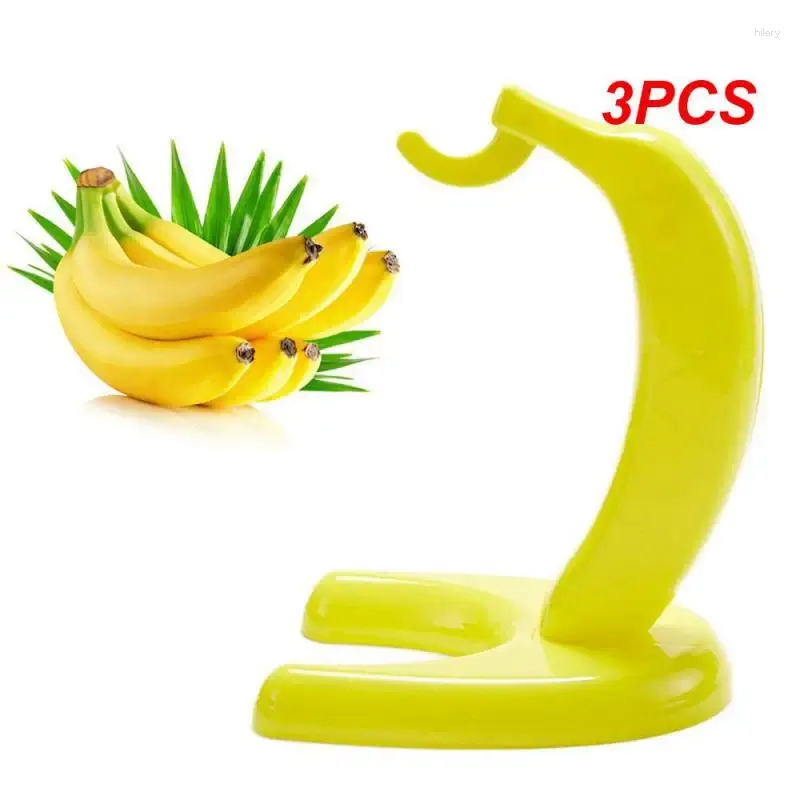 Cucina deposito 3 pezzi di frutta fresca tenuta decorazione del gancio decorazione di banana gialla forma frutta display stand desktop impiccato