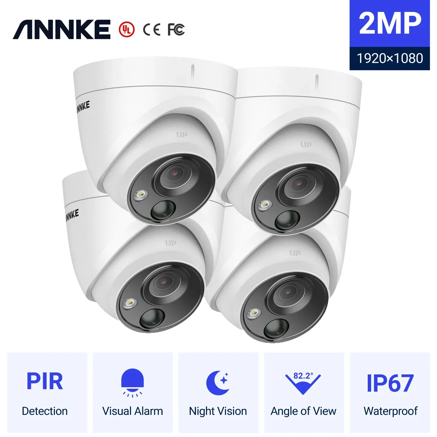 Kameror Annke 4x Ultra HD 5MP TVI CCTV -kamera utomhus väderbeständig vit säkerhetsövervakningssystem Exir Night Vision Email Alert Kit