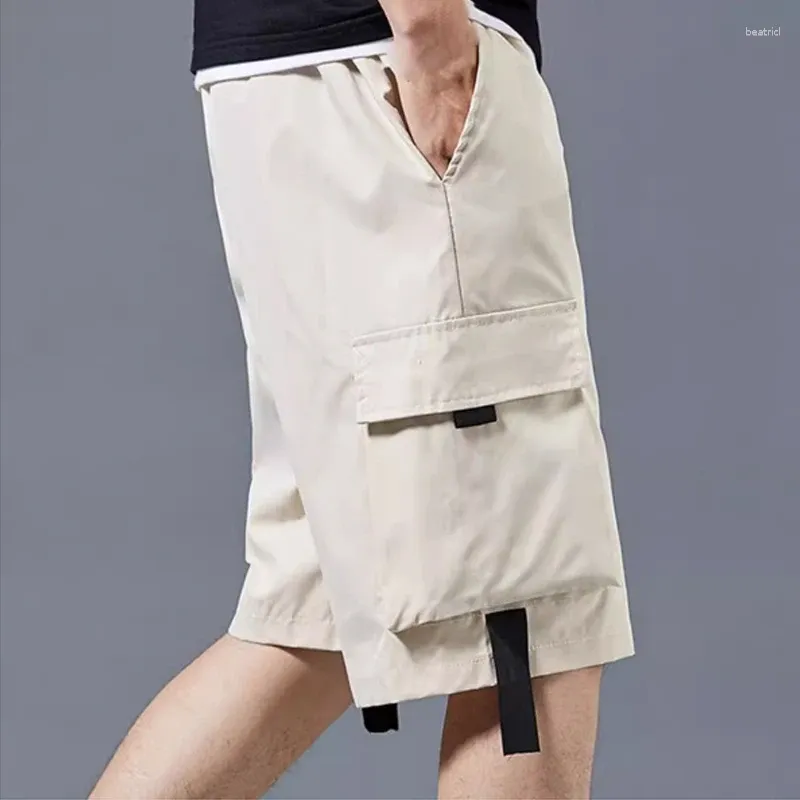 Mens Shorts Chiao Brand Decoración de cinta original de bolsillo Big Pocket Men Curtped Men Tubo recto delgado