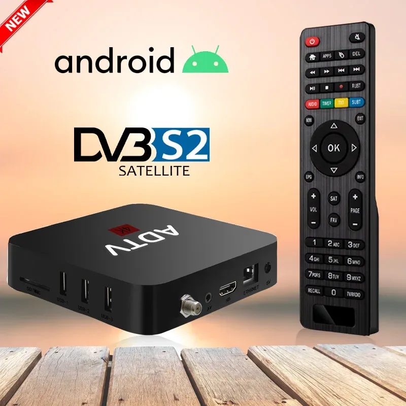 Box Smart Android TV Box Ricevitore satellitare digitale FHD Decodificatore satellitare Ricevitore SAT 4K HEVC DVB S2 Miracast AirPlay Media Player