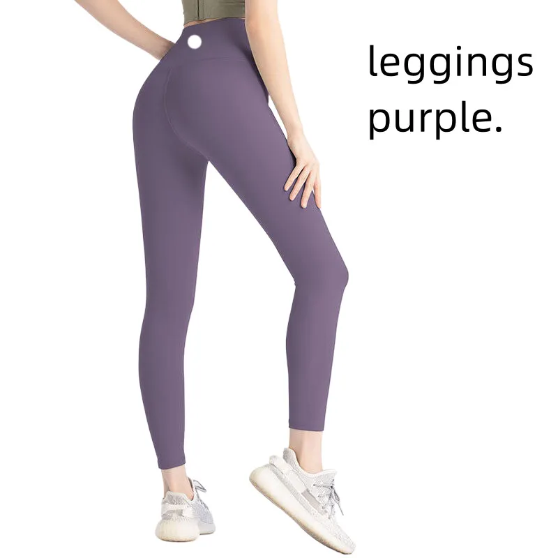 LU-01 kvinnors leggings solid färg yoga byxor i midjan kvinnor byxor sport gym slitage benast elastisk fitness lady övergripande full tights träning i3f8