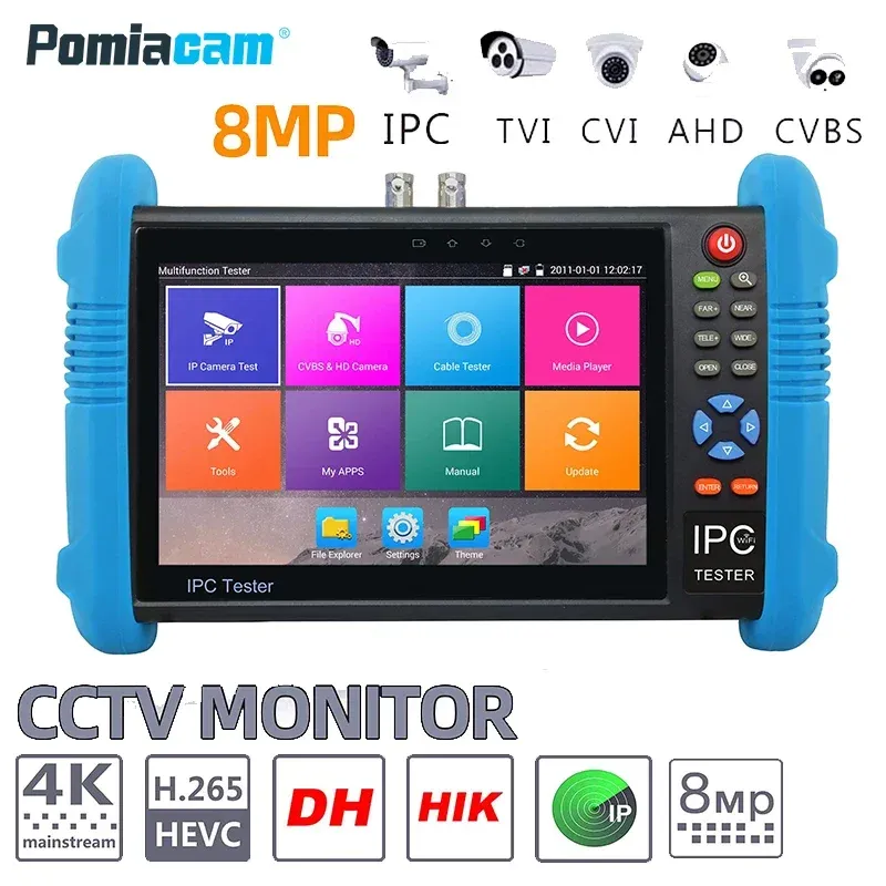 IPC9800ADHS + 7 인치 6-in-1 IP HD CCTV 테스터 모니터 H.265 4K IP 8MP 5MP 1080P 아날로그 AHD TVI CVI SDI 카메라 테스터 ONVIF