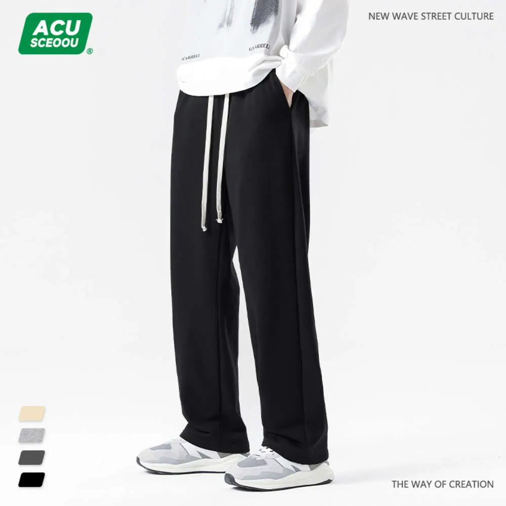 ACU Men's Wear | 2024 Summer New Solid Color Hanging Guard Pants Loose Fashion Brand Straight Leg Casual Sports Ice Silk Pants for Men