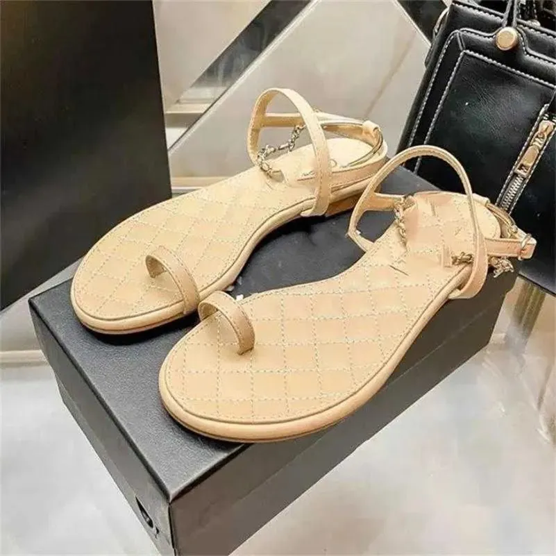 Kvinnliga sandaler damer kalvskinn toffel lägenheter sandal glid på ankel rem strand skos flip flop