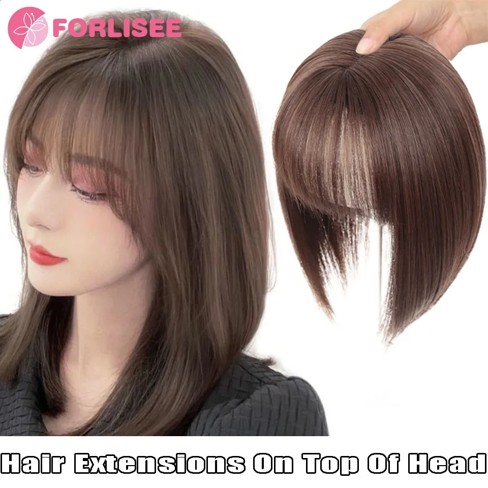 Forlisee Womens Wig Pige Womens Hair Piece 3D French Bangs自然にふわふわした軽量で、白い髪をシームレスに覆う240403