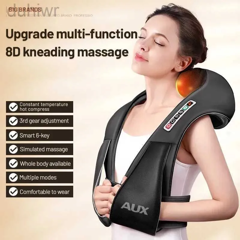 Helkroppsmassager Electrical Shiatsu Knådan Neckmassage Shawl U Shape Heated Neck Shoulder Cervical Massager Car Home Trapezius Muscle Massager 240407