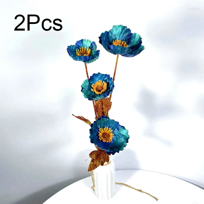 Flores decorativas 2pcs Diy Wedding Hall Bouquet Cenário de outono Yu Beauty Home Decoration Flocking Flower Arranjos de flores simuladas feitas à mão