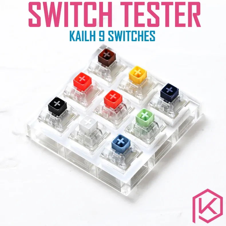 Keyboards 9 switch switches tester with acrylic base blank keycaps for mechanical keyboard kailh box white orange yellow blue jade navy