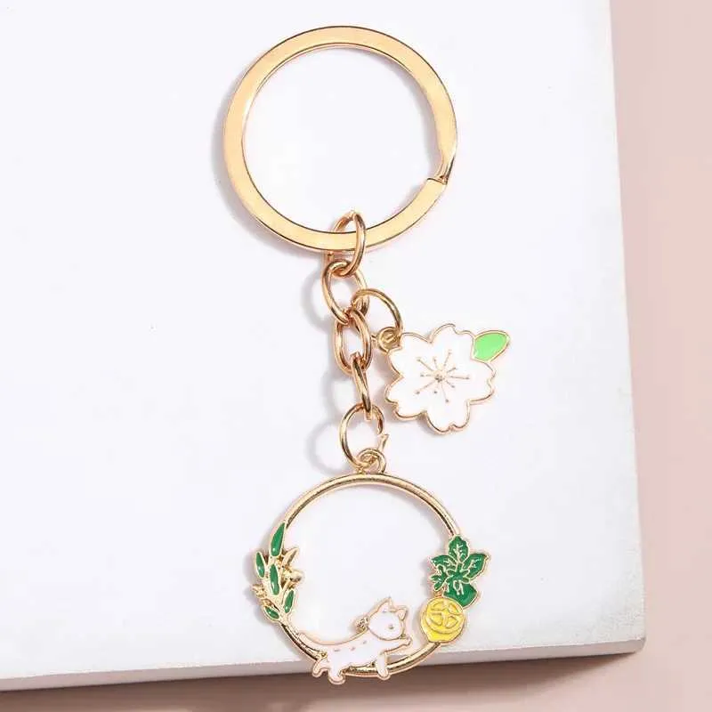 Keychains lanyards schattige email sleutelhanger kat citroen bloemen sleutelring dierenketens voor vrouwen meisjes handtas accessorie diy sieraden vriendschap geschenken q240403