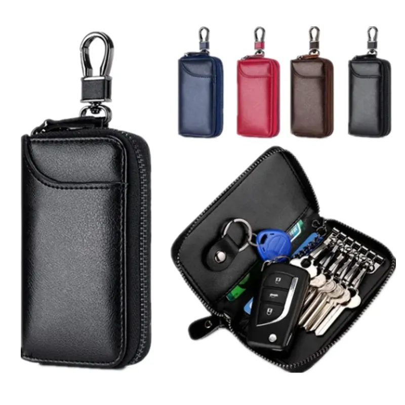 Premium Leather Key Organizer Wallet: Unisex Multifunction Key Pouch ...