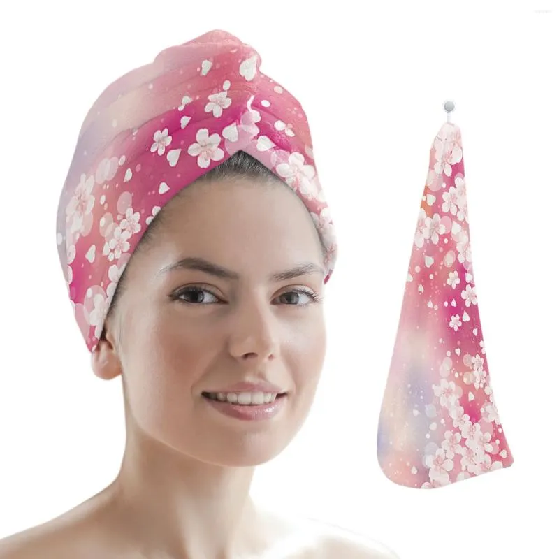 Towel Dream Cherry Blossom Pink Microfiber Dry Hair Quick Drying Cap Absorbent Shower Head Wrap Bathing Tools