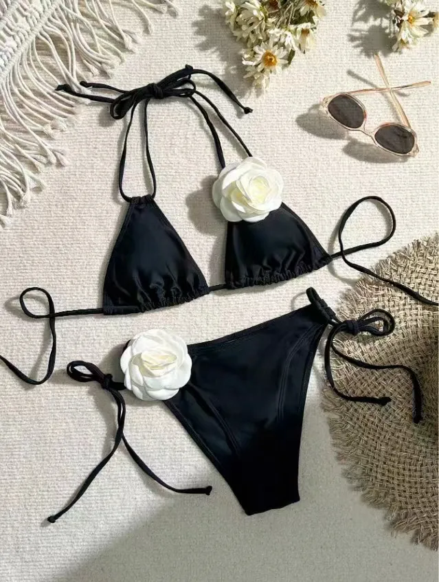 프랑스 파리 여성 비치 블랙 2 피스 수영복 디자이너 수영복 비키니 여성용 수영복 수영복 섹시한 여름 여자 채널 비키니