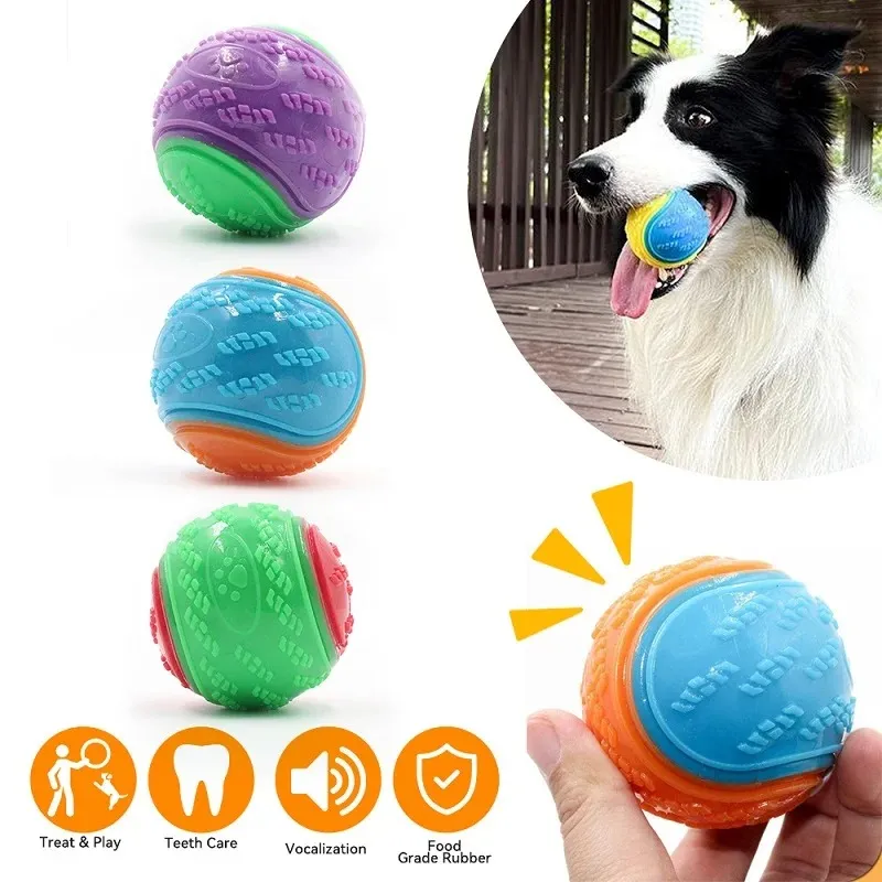 Squeaky Dog Ball Toy: Durable TPR, Teeth Cleaning, Bite
