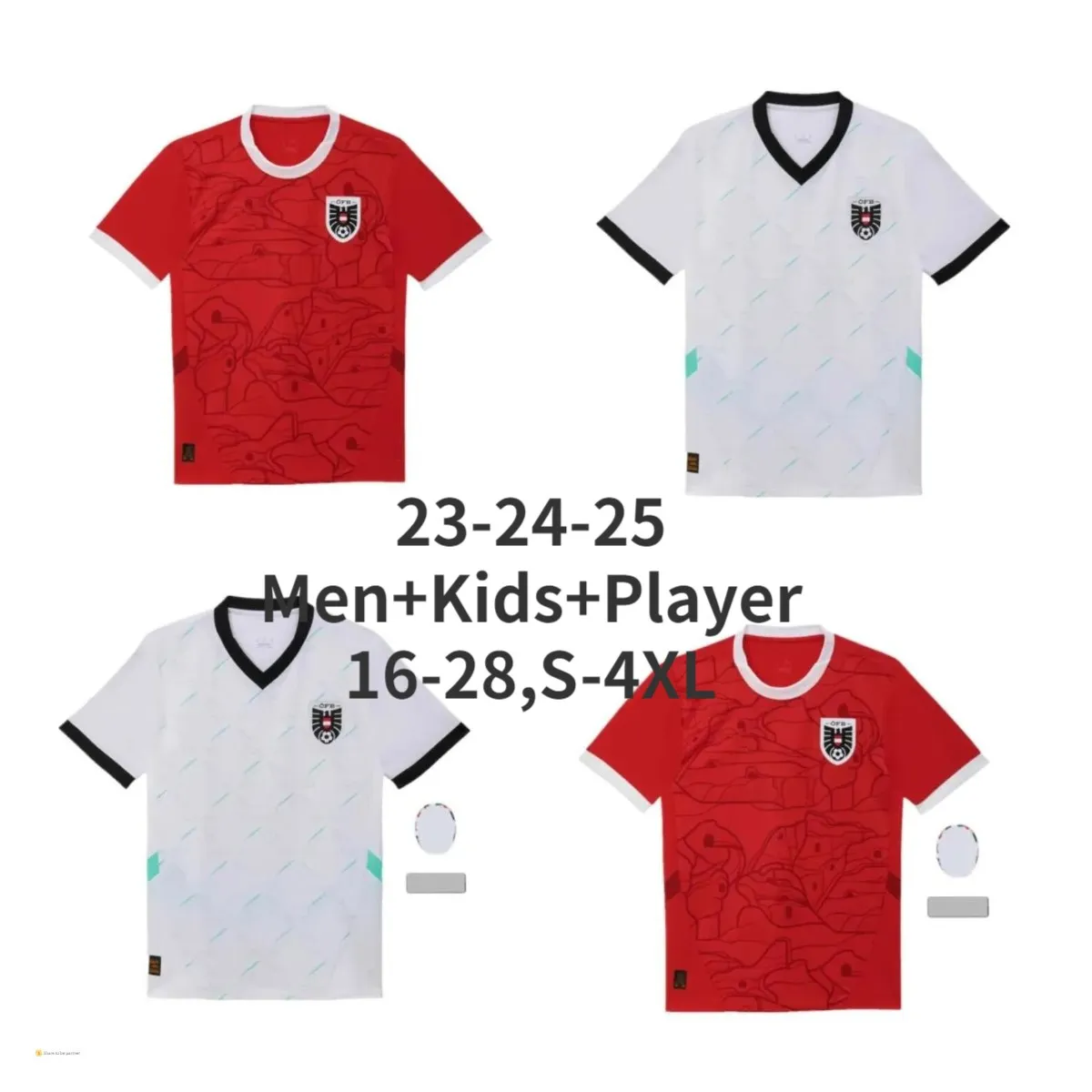 2024 Autriche Jerseys Euro Soccer Jerseys Souvenir 24 25 Euro Home Red Away White Football Shirt Men Kid Kit Sports Outdoors