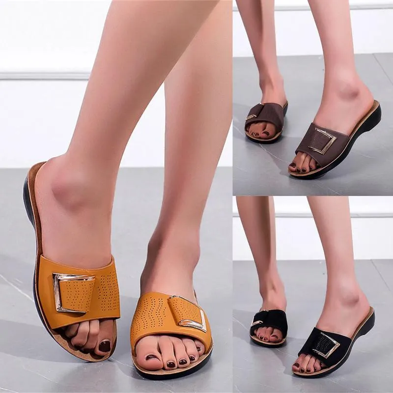 Slippers Ladies Summer Fashion Casual Solid Colour Hollow Metal Cute Clear Sandals For Women Rhinestone Size 9