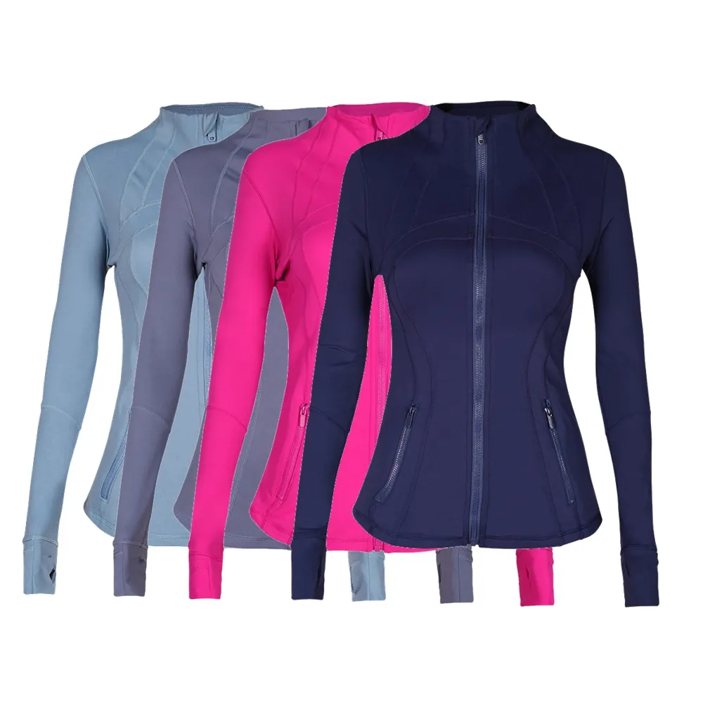 LL Women's Yoga Jacket تعريف تمرين الرياضة الرياضية للياقة البدنية السترات الصالة الرياضية الجافة الجافة النشطية الجري الرياضة أعلى zip stand up girdling switshirt sportshir